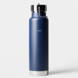 Classic Navy with White Monogram Water Bottle<br><div class="desc">A classic monogram design that never goes out of style.</div>