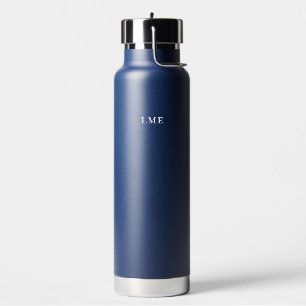 Classic Navy with White Monogram Water Bottle