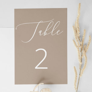 Classic Neutral Dusty Taupe Minimalist Wedding Table Number