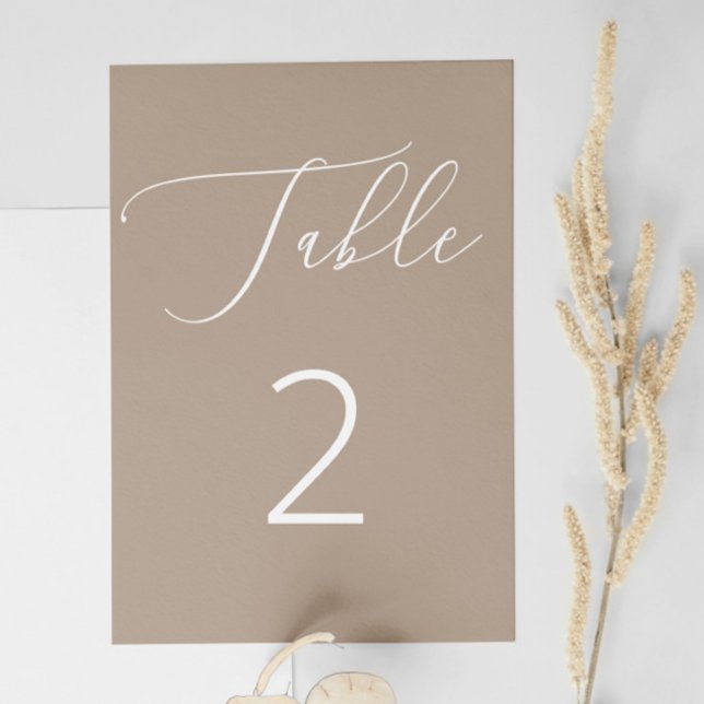 Classic Neutral Dusty Taupe Minimalist Wedding Table Number (Creator Uploaded)