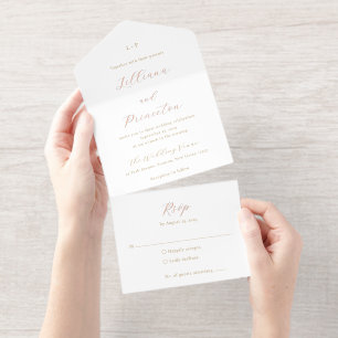 Classic Neutral Monogram Elegant Wedding All In One Invitation