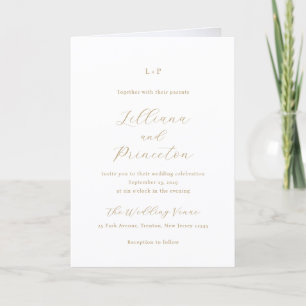 Classic Neutral Monogram Elegant Wedding Invitation