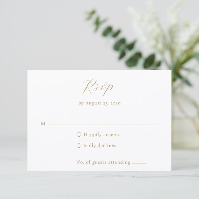 Classic Neutral Monogram Elegant Wedding RSVP Card (Standing Front)