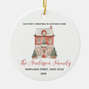 Classic New Home First Christmas Custom Family Ceramic Ornament