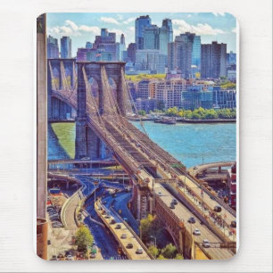 Classic New York City Brooklyn Bridge Skyline  Mouse Pad