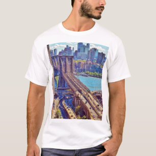Classic New York City Brooklyn Bridge Skyline T-Shirt