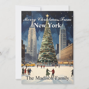 Classic New York City Christmas Tree Family Holiday Card