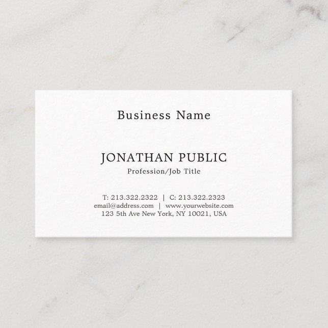 Classic Nostalgic Look Elegant Minimalistic Plain Business Card (Front)