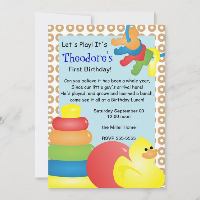 Classic Nostalgic Toys Invitation (Front)