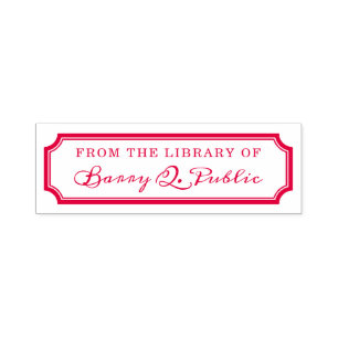 Classic Notched Border Library Bookplate Stamp