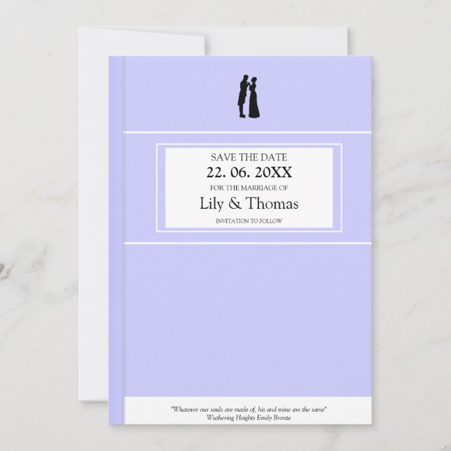 Classic Novel Book cover inspired  Wedding Save The Date (Front)