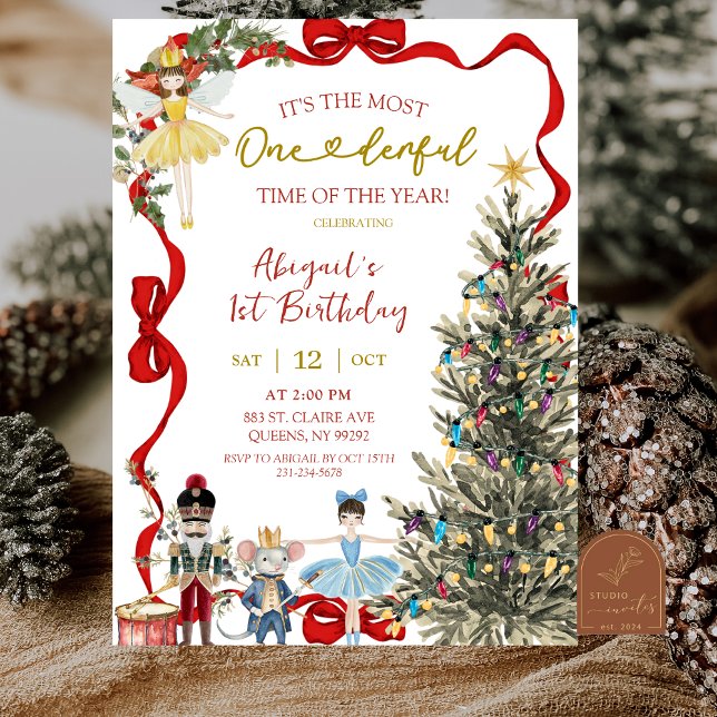 Classic Nutcracker Red Bow Coquette Birthday Invitation (Creator Uploaded)