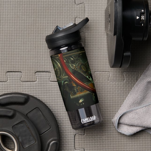 Classic Old Car Dashboard Steering Wheel Water Bottle (Gym)