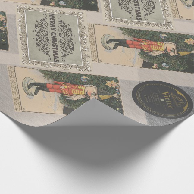 Classic Old Fashioned Nutcracker Victor Records Wrapping Paper (Corner)