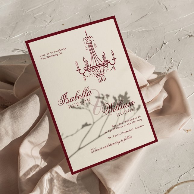 Classic Old Money Deep Red Retro Timeless Wedding Invitation (Creator Uploaded)