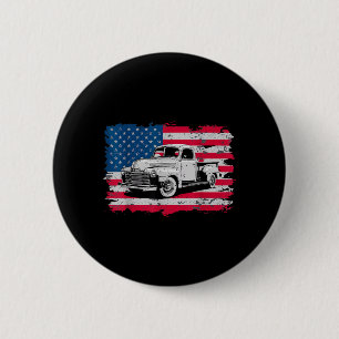 Classic Old Pickup Truck American Flag 4th of July 6 Cm Round Badge