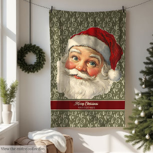Classic Old Time Santa Blanket with Red Accents