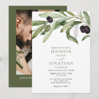 Classic Olive Branch Garden Wedding Invitation