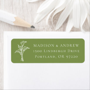 Classic Olive Green Calla Lily Wedding Address Return Address Label