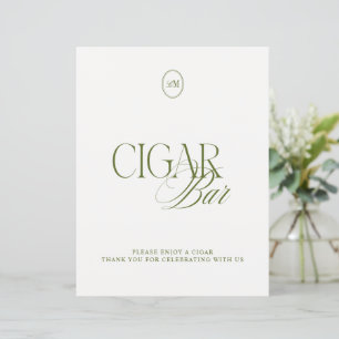 Classic Olive Green Cigar Bar Wedding Sign
