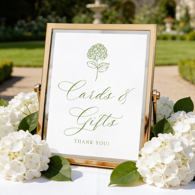 Classic Olive Green Hydrangea Cards and Gifts Sign (Creator Uploaded)