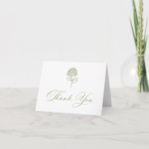 Classic Olive Green Hydrangea Photo Wedding Thank You Card