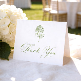 Classic Olive Green Hydrangea Photo Wedding Thank You Card