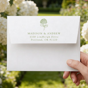 Classic Olive Green Hydrangea Wedding Envelope