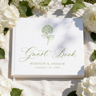 Classic Olive Green Hydrangea Wedding Guest Book