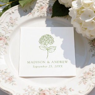 Classic Olive Green Hydrangea Wedding Napkin