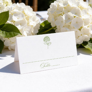 Classic Olive Green Hydrangea Wedding Place Card