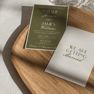 Classic Olive Green Old Money Luxury Wedding Invitation