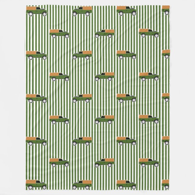 Classic Olive Green Soft top Series 3 Land Rover Fleece Blanket (Front)