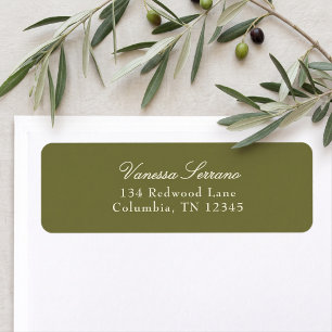 Classic Olive Green Wedding Return Address Label