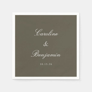 Classic Olive Script Elegant Wedding Custom Name Napkin