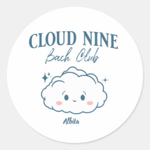 Classic on cloud nine bachelorette party round sticker