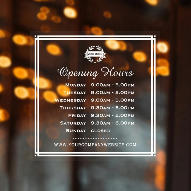 Classic Opening Hours Business Logo White Clear (Creator Uploaded)