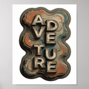 Classic Orange ADVENTURE Artistic Motif Poster