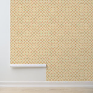 Classic Orange and Beige Scallop Pattern Wallpaper