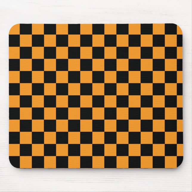 Classic Orange and Black chequered pattern Mouse Pad (Front)