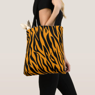 Classic Orange and Black Tiger Stripe Animal Tote Bag
