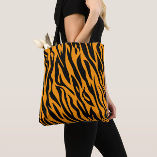 Classic Orange and Black Tiger Stripe Animal Tote Bag