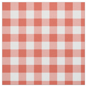Classic Orange and White Gingham Plaid Fabric