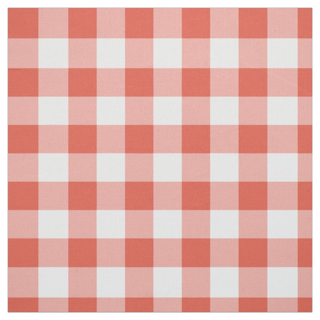 Classic Orange and White Gingham Plaid Fabric (Swatch)