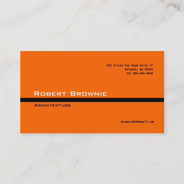 Classic Orange Black Line Business Card (Front)