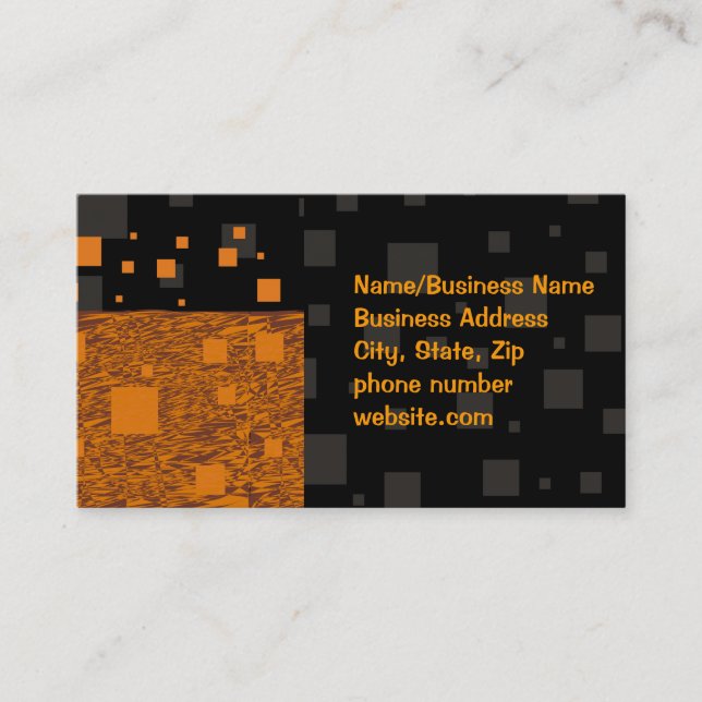 Classic Orange Black Squares Float Abstract Artist Business Card (Front)