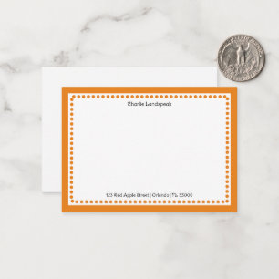 Classic Orange Dotted Frame Custom Name, Address Card
