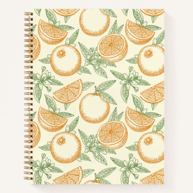 Classic Orange Fruit Pattern Notebook (Front)