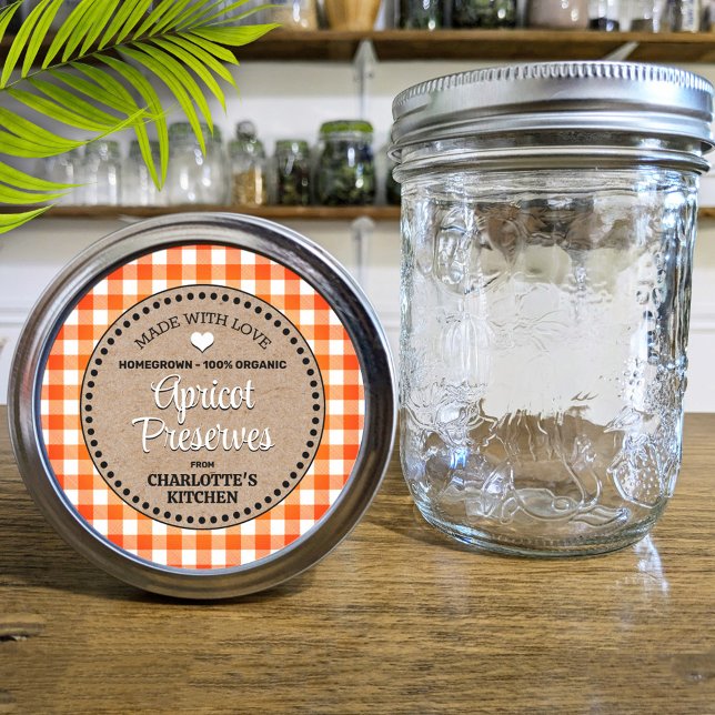 Classic Orange Gingham Canning Jar Label (Creator Uploaded)