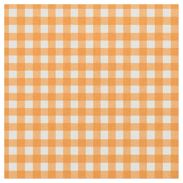 Classic Orange Gingham Checked Pattern Fabric (Close Up)
